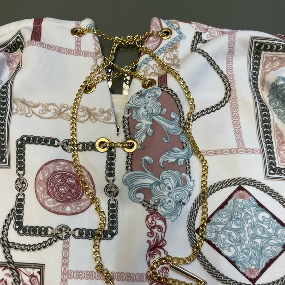 Guess strapless bodycon gold hardware tie vneck knee length dress size Medium - Picture 7 of 11